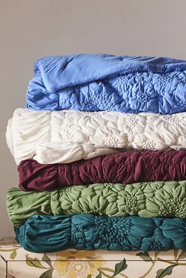 Dahlia EU King Size Quilted Bedspread - Blue, Cotton Jersey product