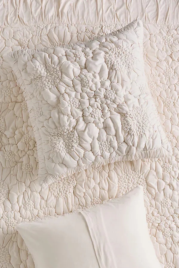 Dahlia Floral Euro Sham - Ivory, Cotton Jersey by Anthropologie