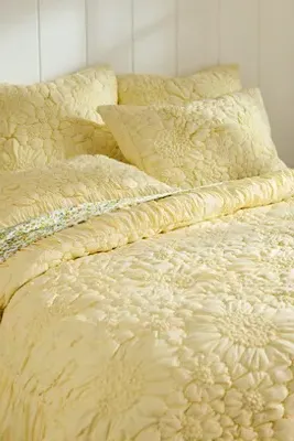 Dahlia Floral Pillow Shams Set of 2 - Yellow, Cotton Jersey product