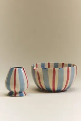 Daily Stripe Matcha Bowl - Blue, Stoneware product