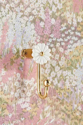 Daisy Flower Bath Hook - Brown, Brass product