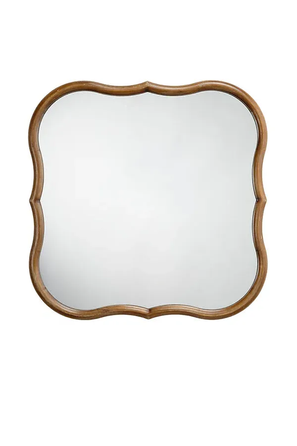 Daisy Scalloped Square Wall Mirror - Wood product