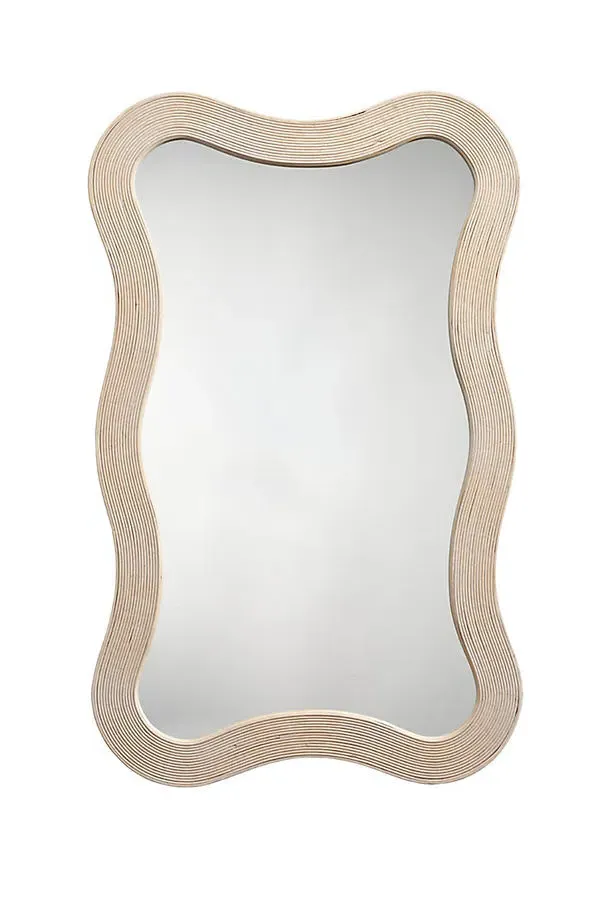 Dali Scalloped Bamboo Wall Mirror - Ivory product