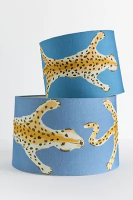 Dana Gibson for Soicher Marin Large Drum Lampshade - Blue, Cotton by Anthropologie, image 2