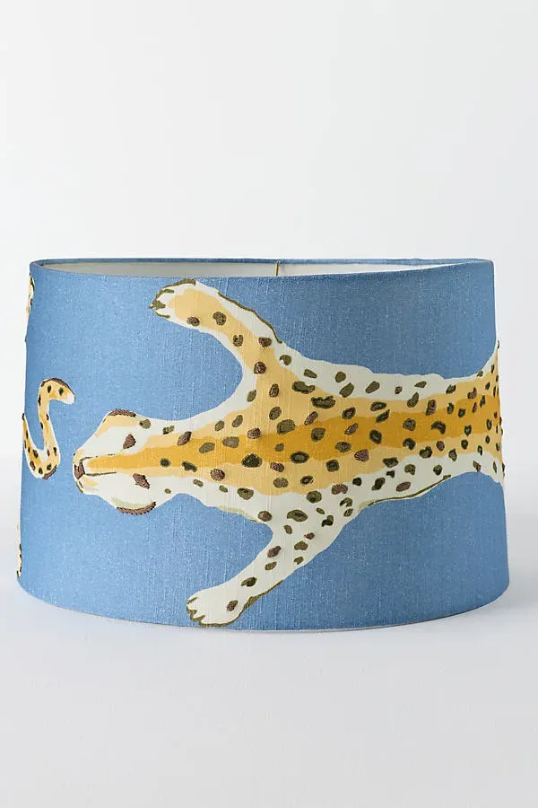 Dana Gibson for Soicher Marin Large Drum Lampshade - Blue, Cotton by Anthropologie