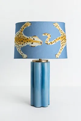 Dana Gibson Leopard Lamp Shade - Blue, Cotton product
