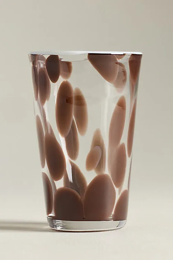 Dapple Dot Hand-Blown Highball Glass - Brown by Anthropologie