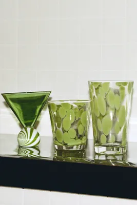Dapple Dot Hand-Blown Highball Glass - Green by Anthropologie, alternate view