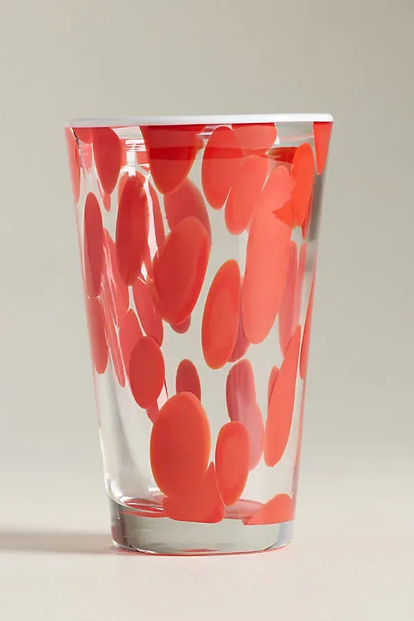 Dapple Dot Hand-Blown Highball Glass - Red by Anthropologie