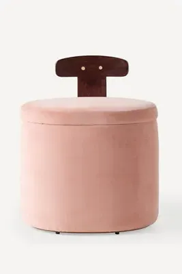 Dara Vanity Stool with Storage - Pink, Cotton Velvet product