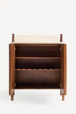 Dawn Marble Top Bar Cabinet - Acacia Wood alternate view