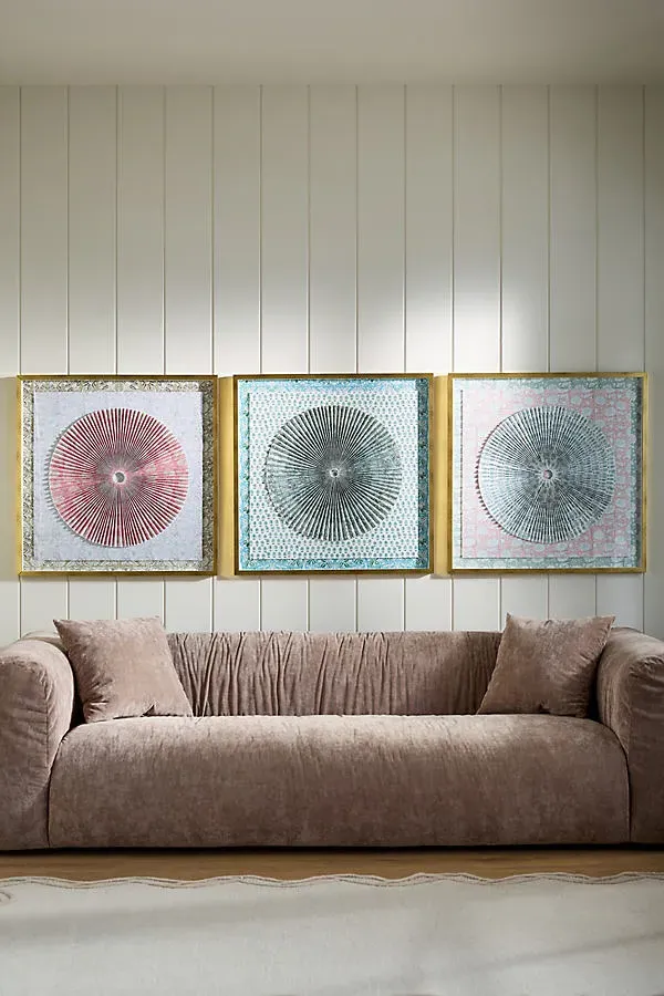 Dawn Michelle Wolfe Block Print Pleated Circle Wall Art - Pink product