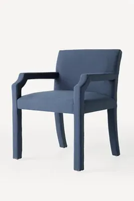 Delaney Dining Armchair - Blue, Performance Linen product