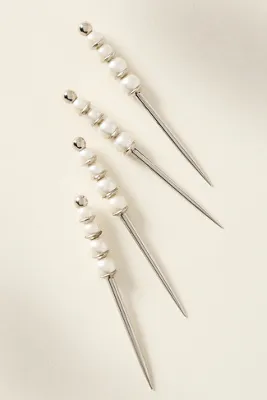 Delphine Pearl Cocktail Picks Set of 4 - Silver product