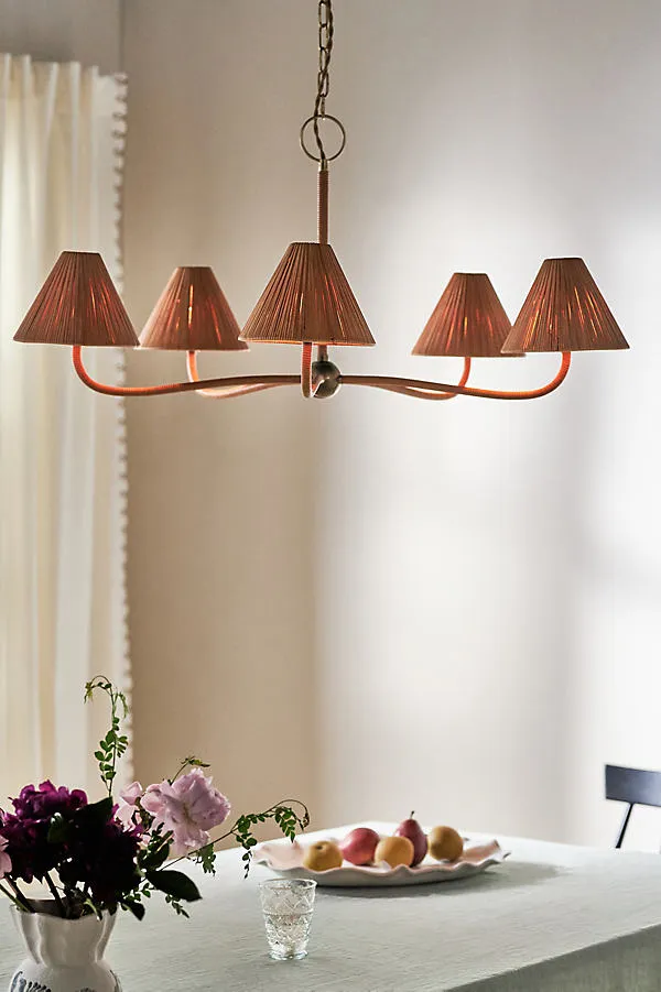 Delphine Rattan Chandelier - Beige, Brass product
