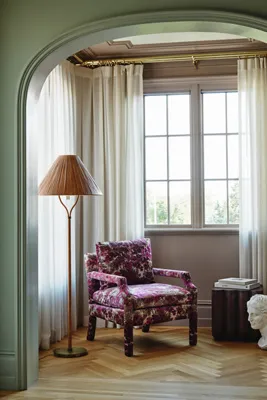 Delphine Rattan Floor Lamp - Beige, Brass product