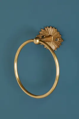 Demeter Towel Ring - Gold, Brass by Anthropologie, alternate view