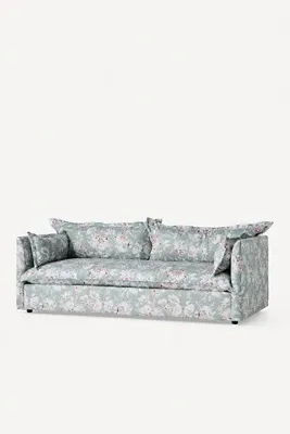 Denver Floral 3-Seater Sofa - Green, Linen product