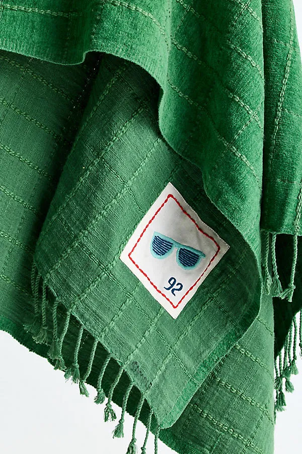 Desiree Windowpane Patch Throw Blanket - Green, Cotton product