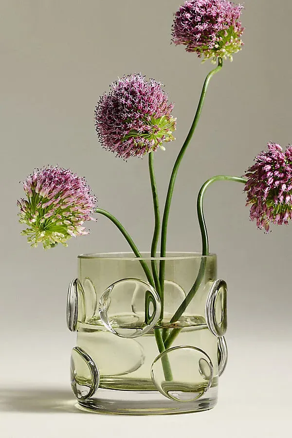 Dewdrop Pebble Glass Vase - Green by Anthropologie