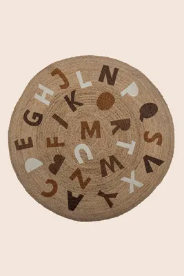 Dinne Round Alphabet Rug - Brown, Jute product