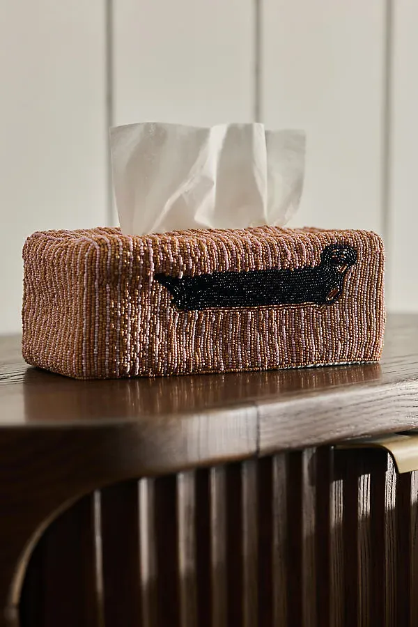 Dog Icon Beaded Tissue Box Cover - Cotton product