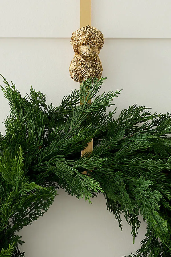 Dog Icon Wreath Hanger - Antique Gold, Steel by Anthropologie