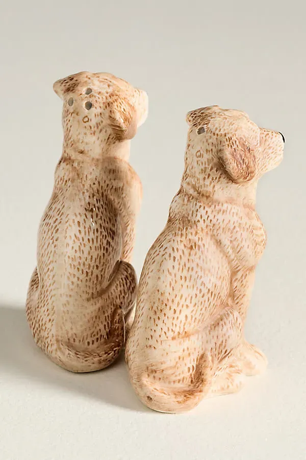 Dog Salt & Pepper Shakers - Gold, Ceramic by Anthropologie, alternate view