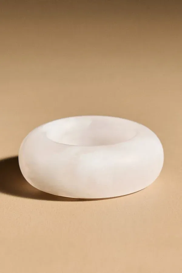 Donut Small Marble Trinket - White by Anthropologie