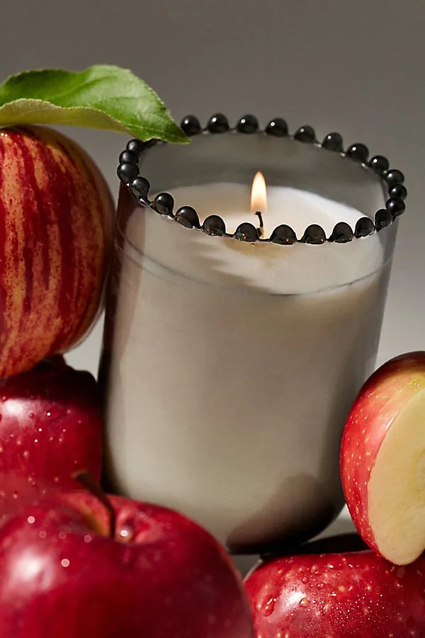Dotted Rim Honeycrisp Oakwood Lidded Glass Candle - Black by Anthropologie