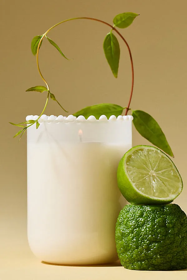 Dotted Rim Small Glass Candle - White Cashmere & Musk by Anthropologie
