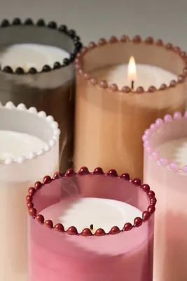 Dotted Rim Vanilla Orchid & Sea Salt Glass Candle - Pink by Anthropologie, alternate view