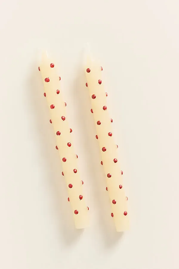 Dotted Tapers Set of 2 Taper Candles - Brown, Paraffin Wax by Anthropologie, image 2