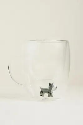 Double-Wall Glass Dog Mug - Grey, Borosilicate Glass product
