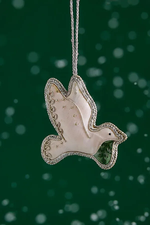 Dove Zari Christmas Decoration - White, Polyester by Anthropologie