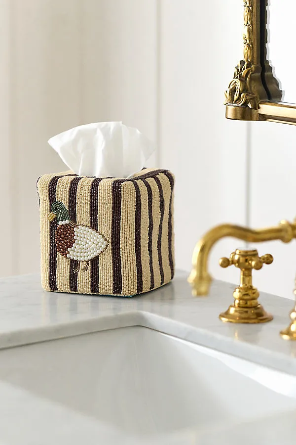 Duck Icon Beaded Tissue Box Cover - Black product