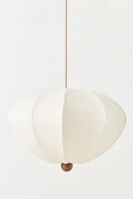 Dumpling Wood Semi-Flush Mount Pendant Light - Ivory, Cotton product