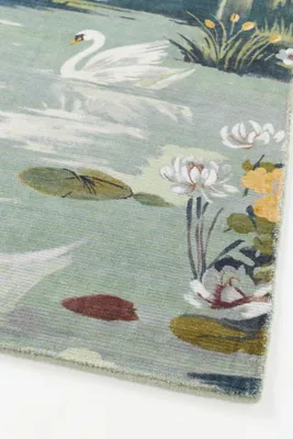 Easy Care Printed Swan 2x3 Rug - Blue, Polyester product