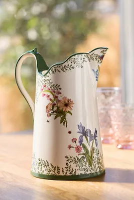 Eden Floral Scalloped Ceramic Jug by Anthropologie, image 2