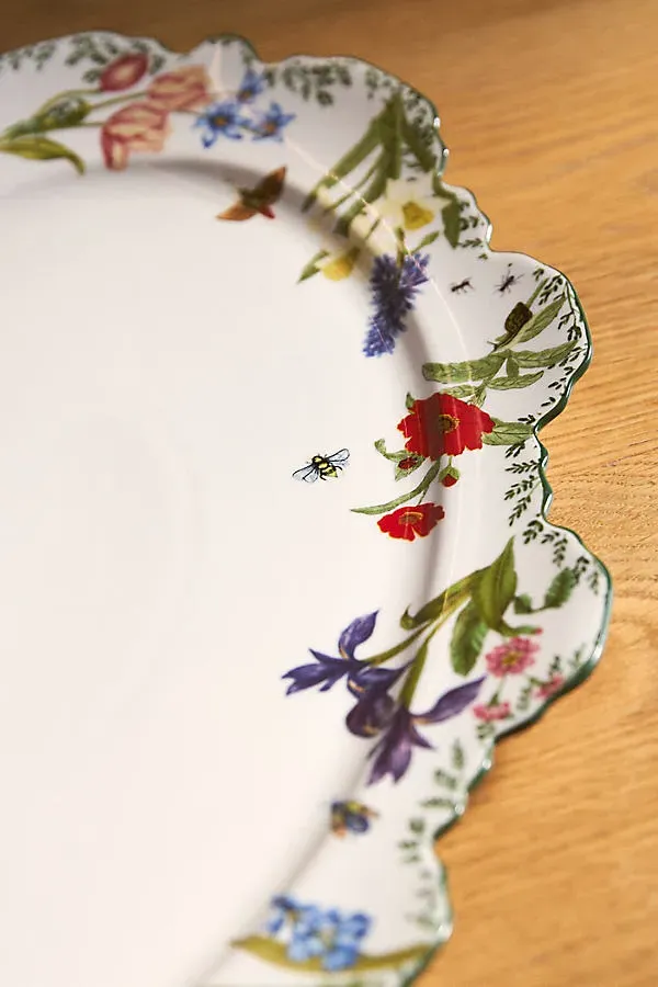 Eden Floral Scalloped Ceramic Serving Platter by Anthropologie, alternate view
