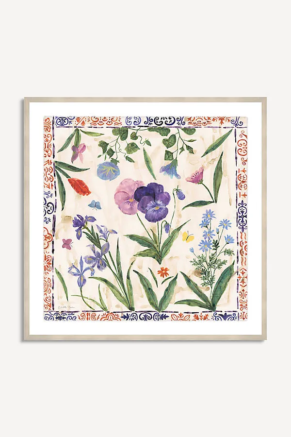 Edith Han Floral Tile Wall Art - Linen product