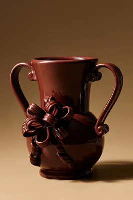 Ellen Bow Ceramic Vase - Brown by Anthropologie, alternate view