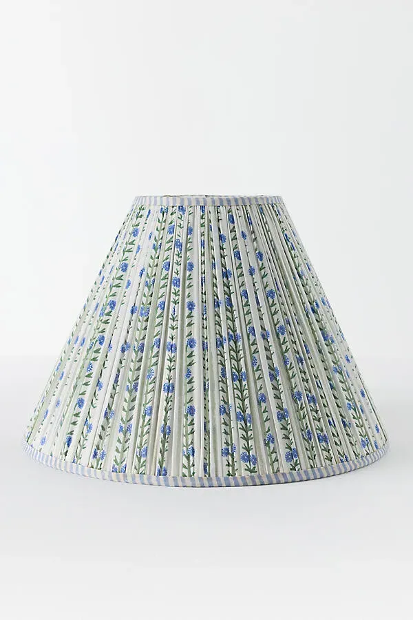 Ellen Merchant Ruched Empire Floral Lampshade - Ivory, Cotton by Anthropologie