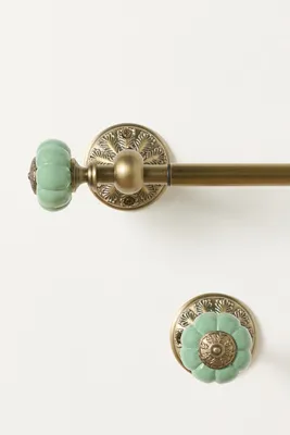 Eloise Brass Curtain Tieback - Green, Glass alternate view