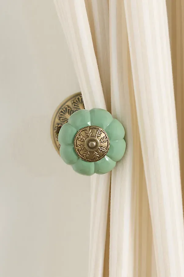 Eloise Brass Curtain Tieback - Green, Glass product
