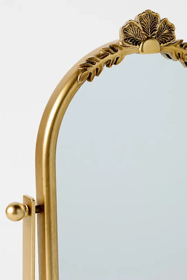 Eloise Flourish Pivoting Arched Vanity Mirror - Gold by Anthropologie, alternate view