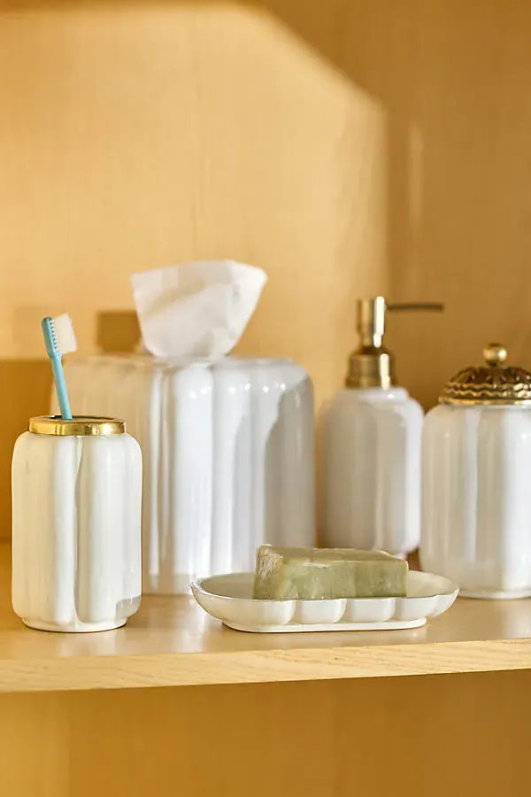 Eloise Scallop Glass Bath Tumbler - White alternate view