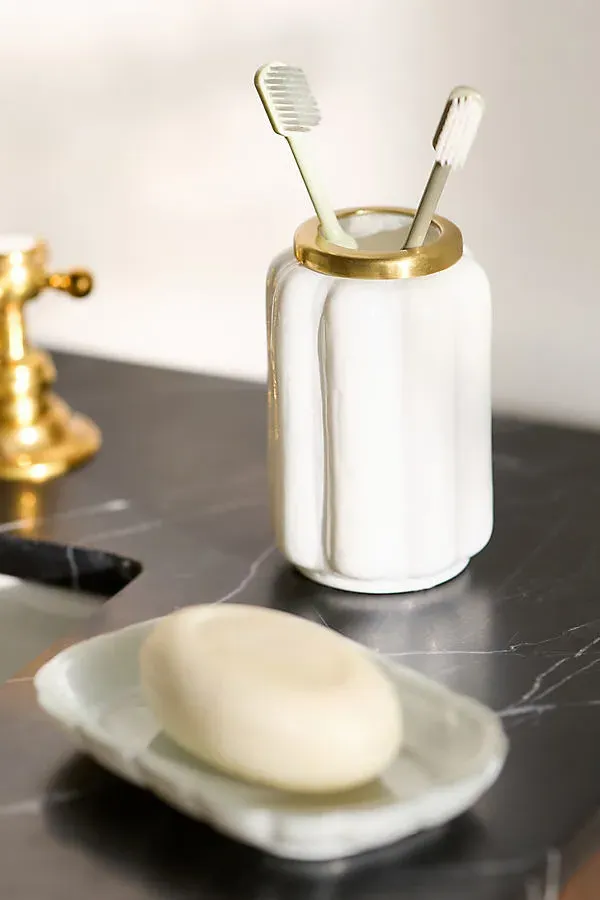 Eloise Scallop Glass Bath Tumbler - White product