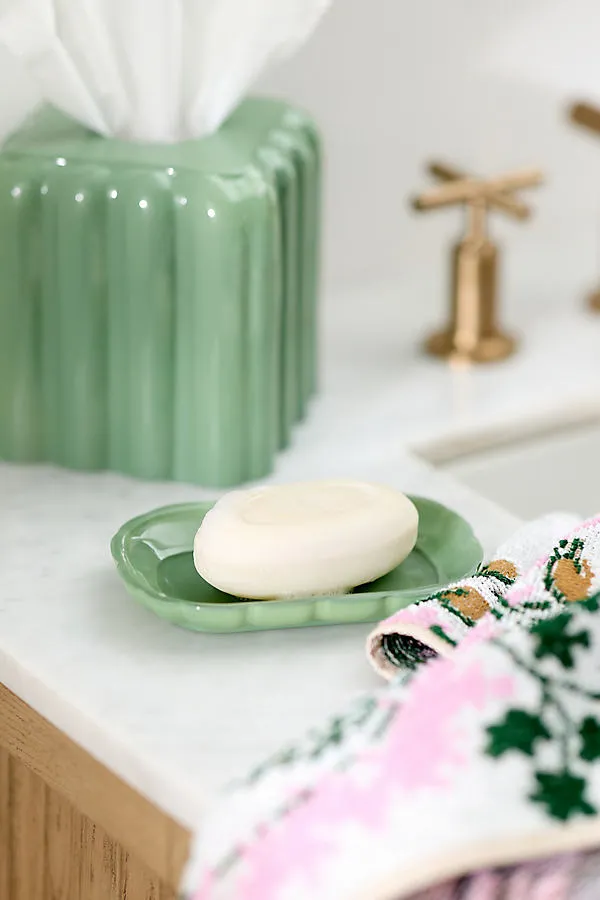 Eloise Scallop Glass Soap Dish - Green, Glass by Anthropologie