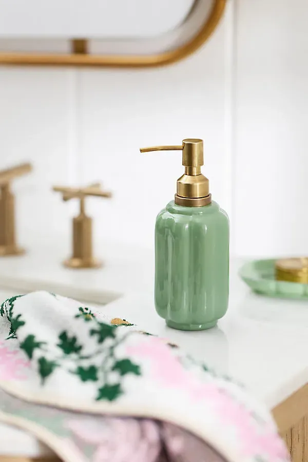 Eloise Scallop Glass Soap Pump - Green, Glass by Anthropologie
